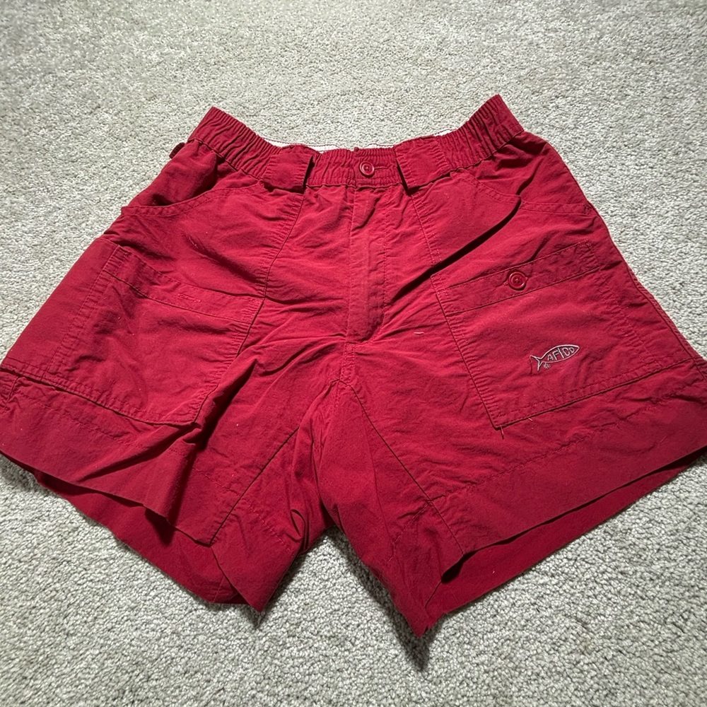 AFTCO red/burgundy‎ fishing shorts sz 28